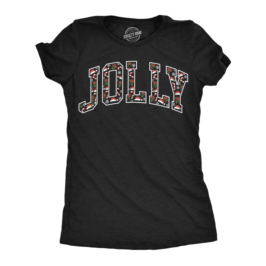 Funny Heather Black - Jolly Pattern Jolly Pattern Womens T Shirt Nerdy Christmas Tee