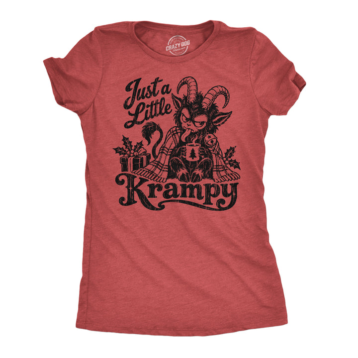 Funny Heather Red - Little Krampy Just A Little Krampy Womens T Shirt Nerdy Christmas Tee