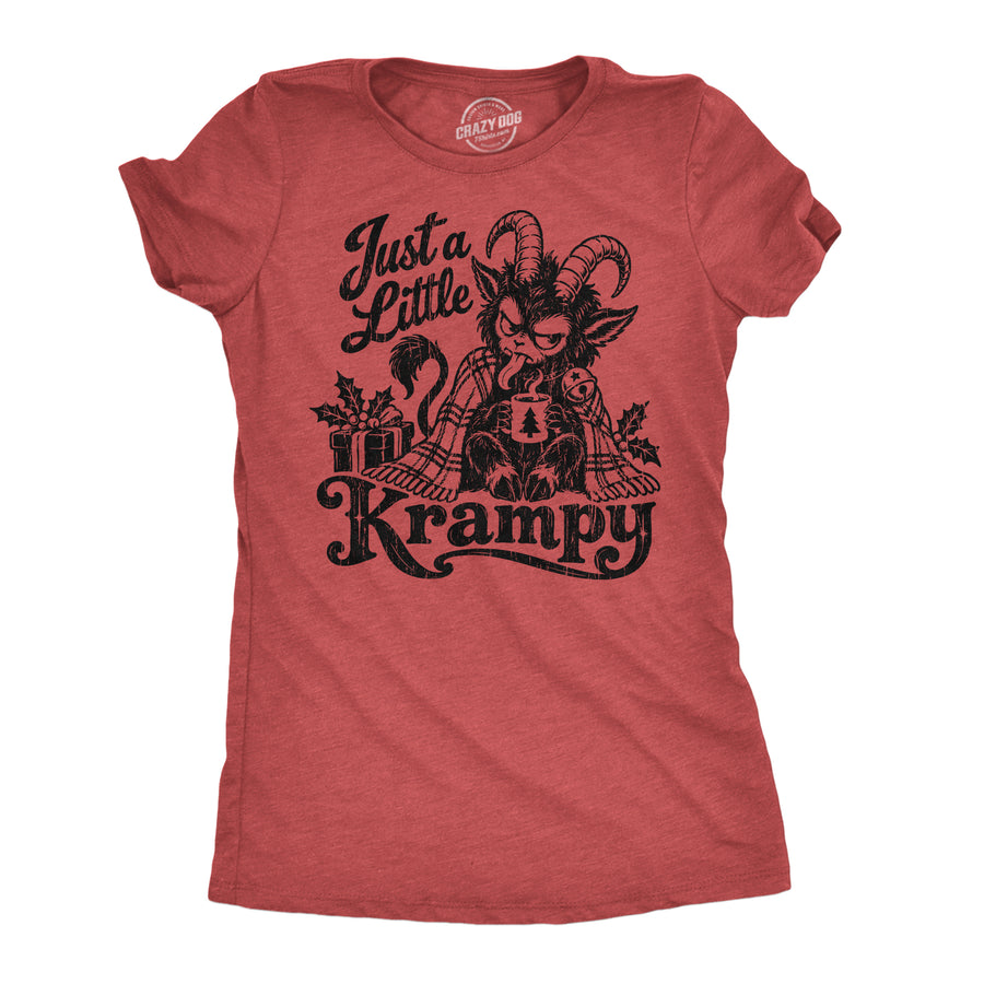 Funny Heather Red - Little Krampy Just A Little Krampy Womens T Shirt Nerdy Christmas Tee