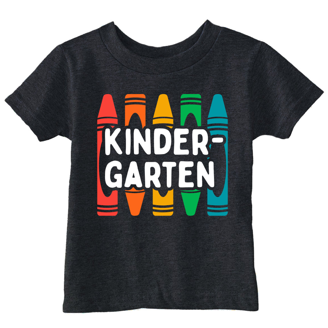 Funny Heather Black - Kindergarten Crayons Kindergarten Crayons Toddler T Shirt Nerdy blank Tee