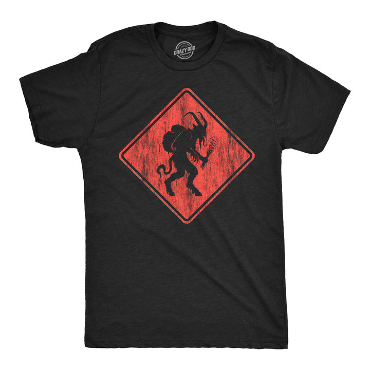 Funny Heather Black - Krampus Crossing Krampus Crossing Mens T Shirt Nerdy Christmas Tee