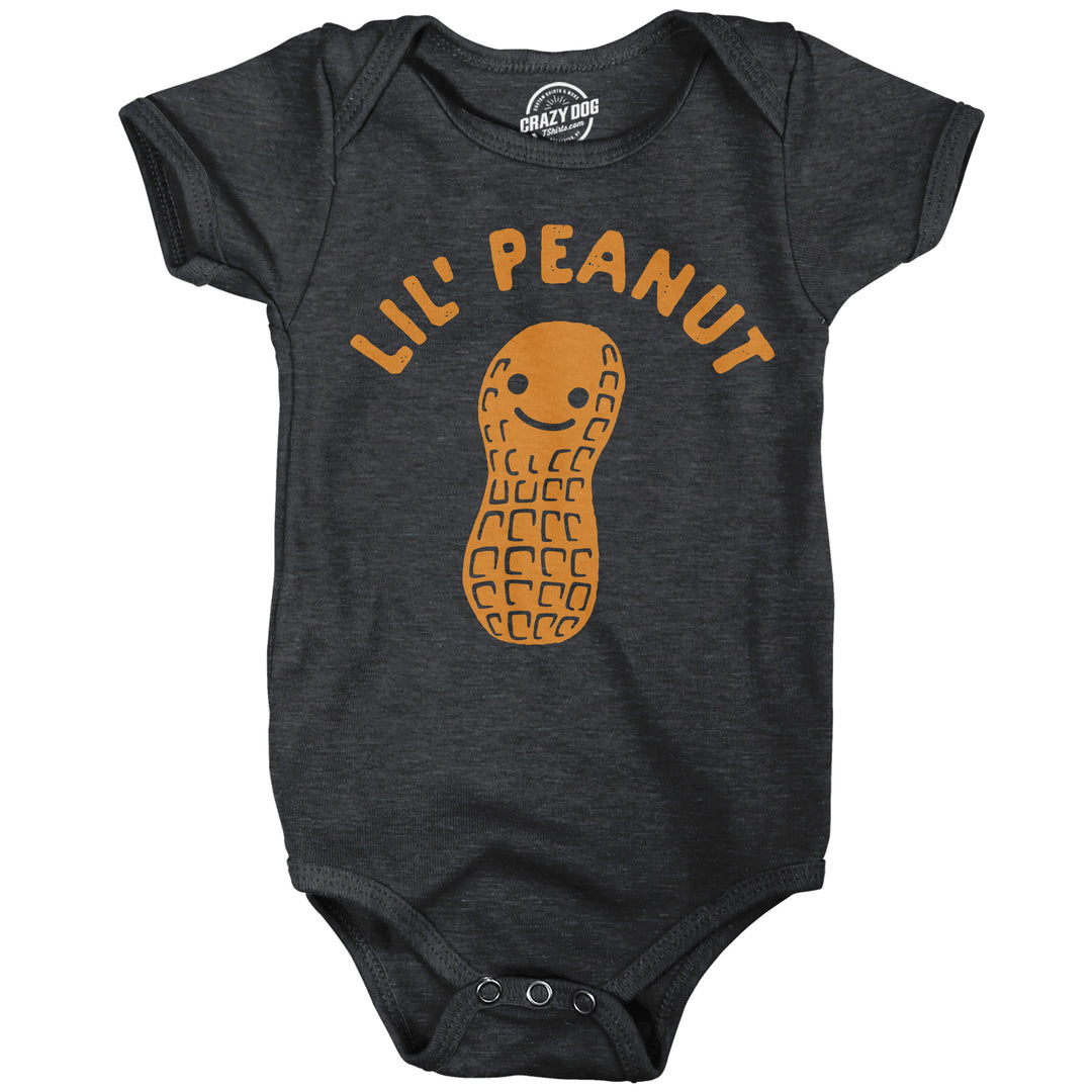 Funny Heather Black - Lil Peanut Lil Peanut Onesie Nerdy food Tee