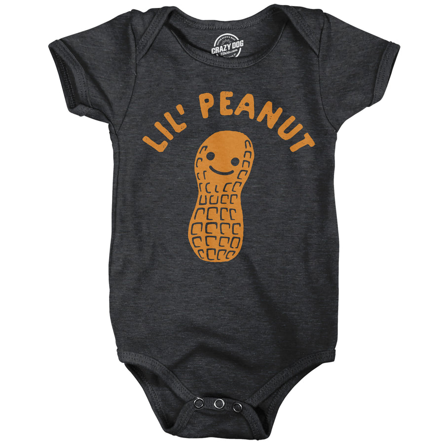 Funny Heather Black - Lil Peanut Lil Peanut Onesie Nerdy food Tee
