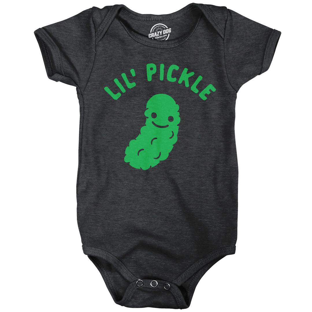 Funny Heather Black - Lil Pickle Lil Pickle Onesie Nerdy food Tee
