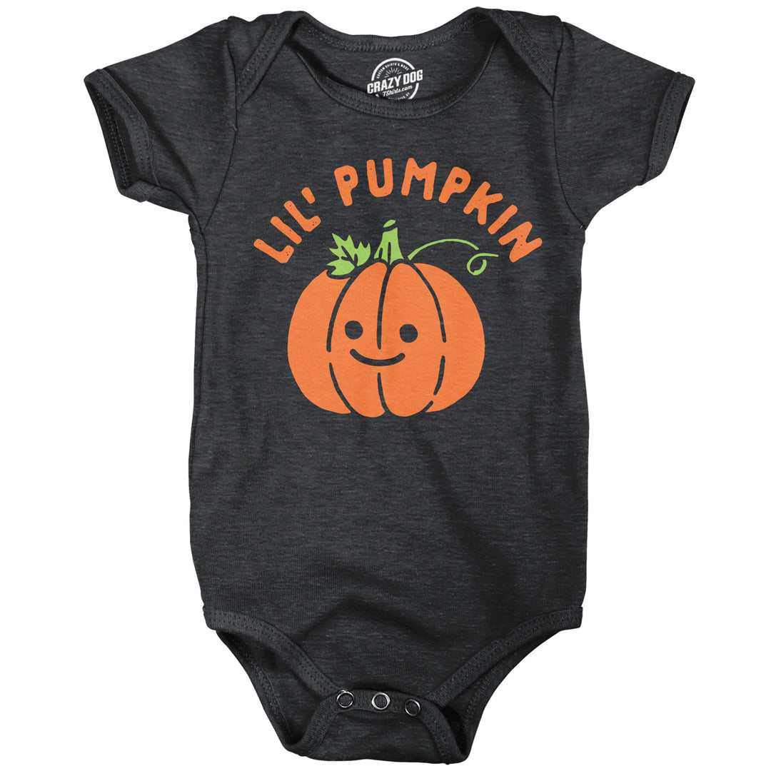 Funny Heather Black - Lil Pumpkin Lil Pumpkin Onesie Nerdy Halloween Tee