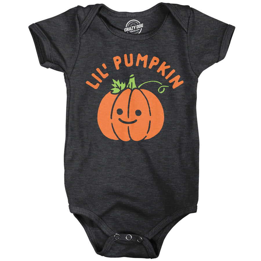 Funny Heather Black - Lil Pumpkin Lil Pumpkin Onesie Nerdy Halloween Tee