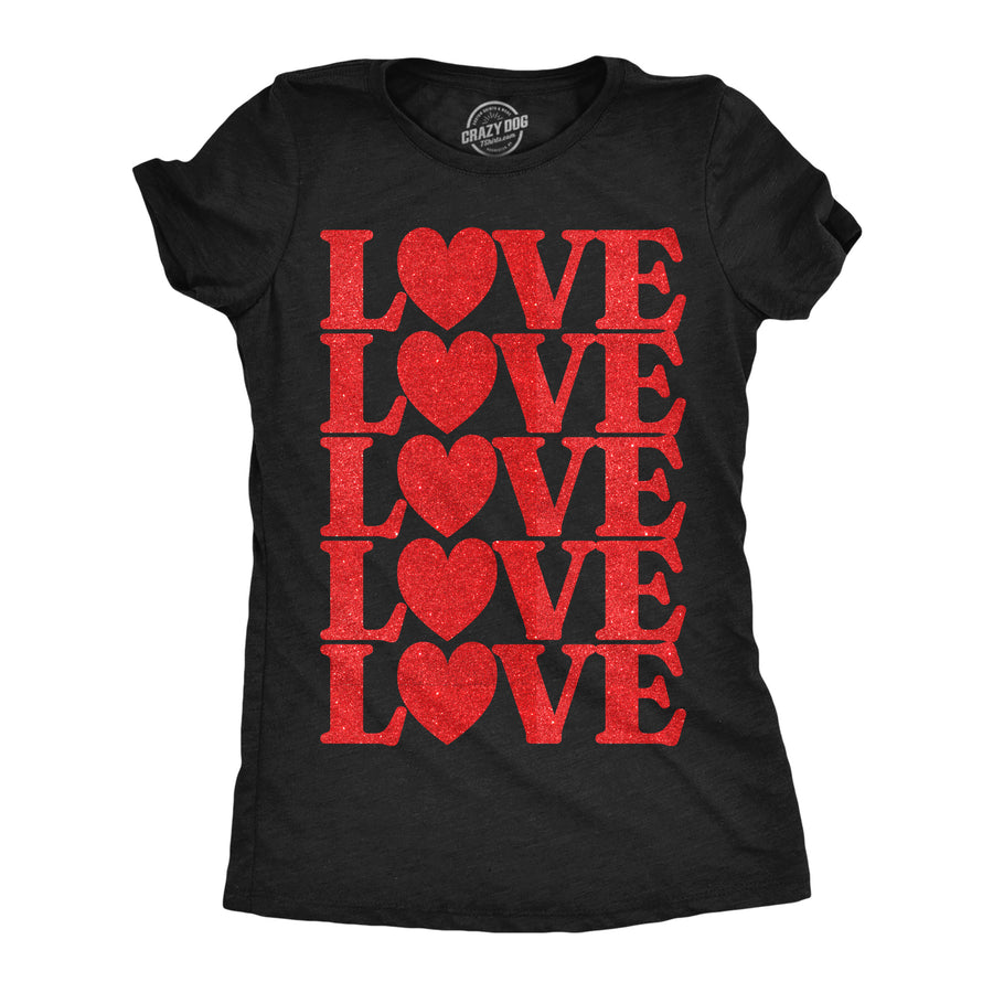 Funny Heather Black - Love Glitter Stack Love Glitter Stack Womens T Shirt Nerdy Valentine's Day Tee