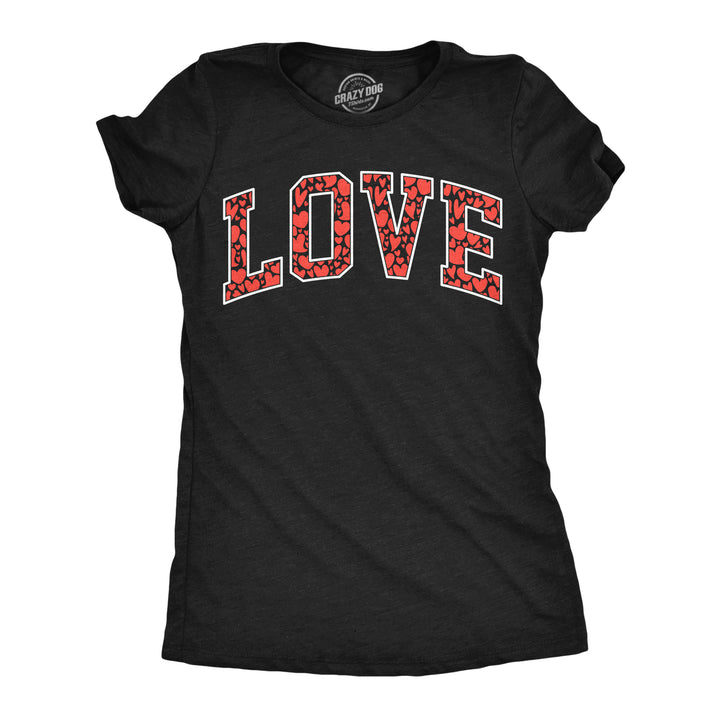 Funny Heather Black - Love Heart Pattern Love Heart Pattern Womens T Shirt Nerdy Valentine's Day Tee