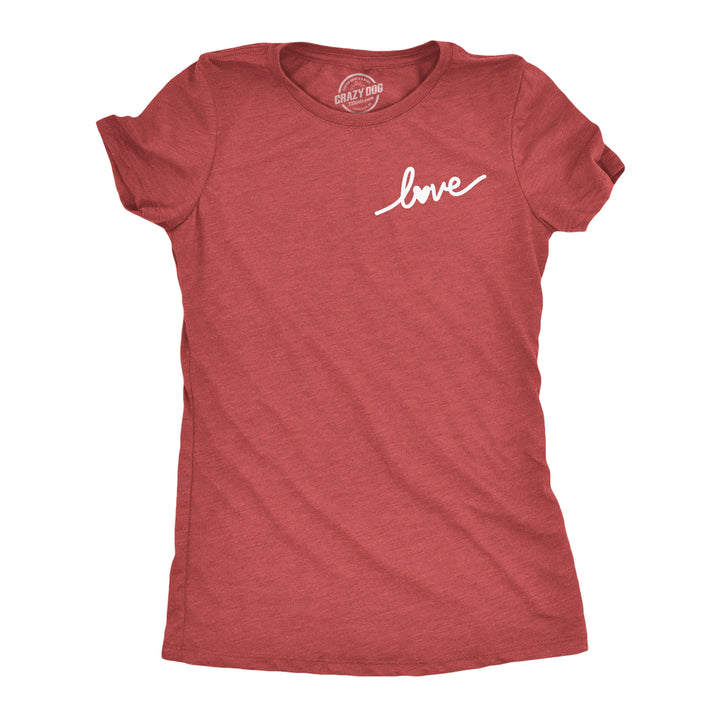 Funny Heather Red - Love Script Love Script Womens T Shirt Nerdy Valentine's Day Tee