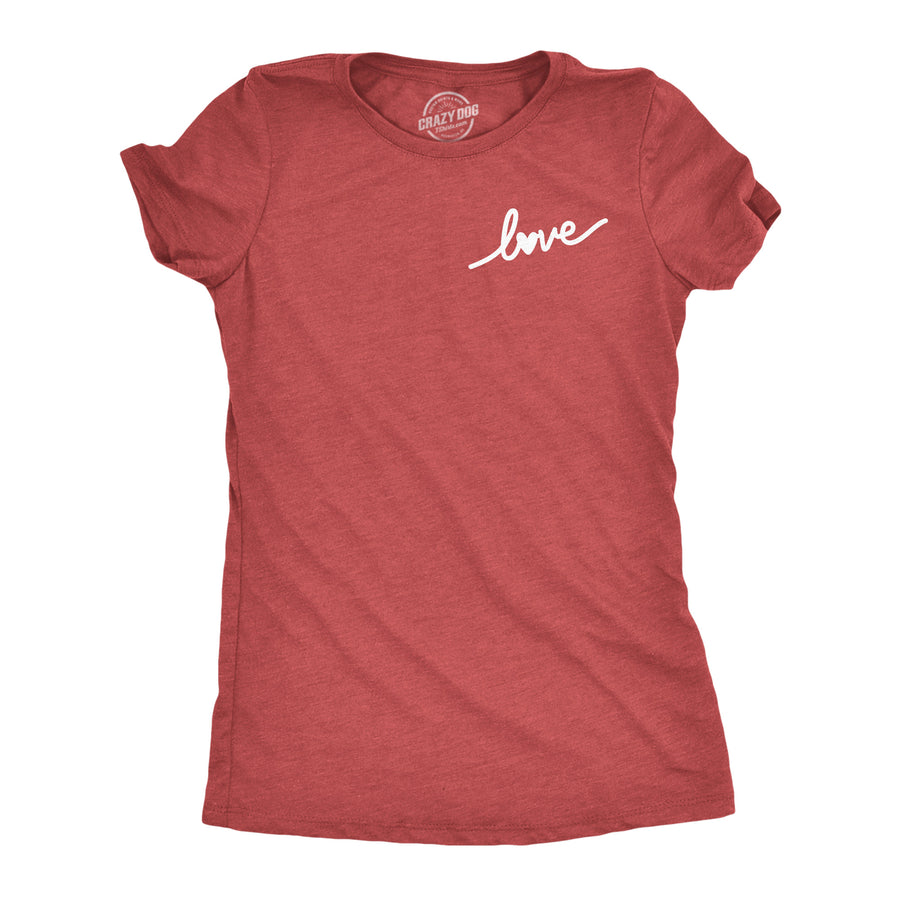 Funny Heather Red - Love Script Love Script Womens T Shirt Nerdy Valentine's Day Tee