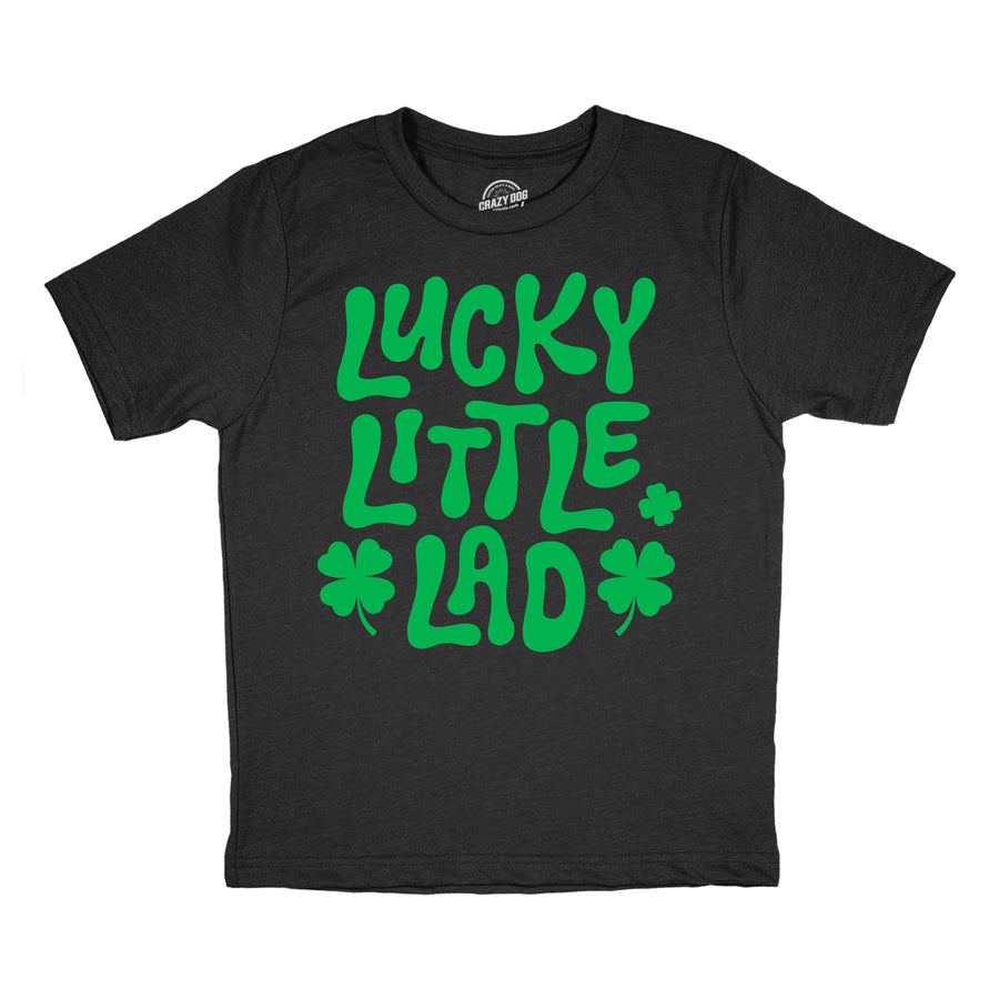 Funny Heather Black - Lucky Little Lad Lucky Little Lad Youth T Shirt Nerdy Saint Patrick's Day Tee