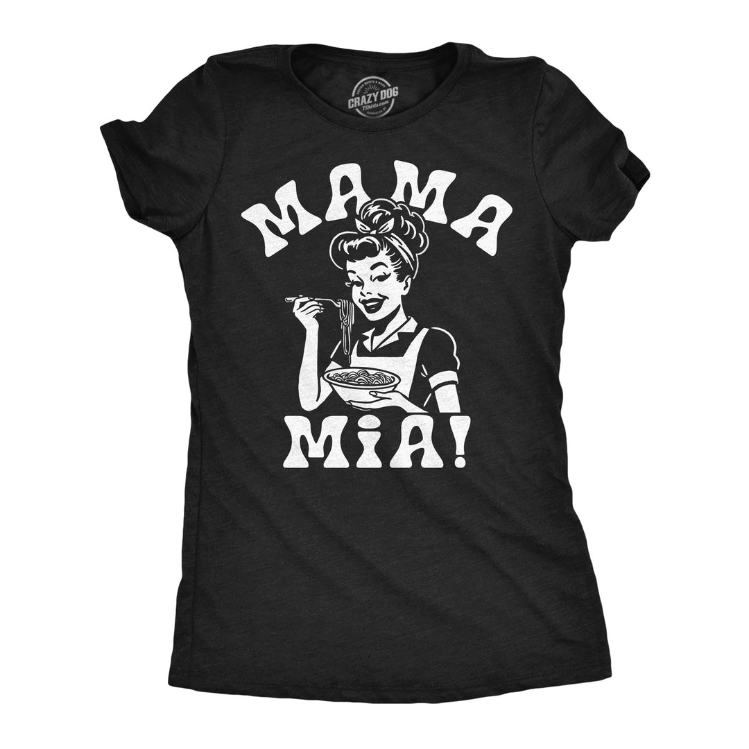 Funny Heather Black - Mama Mia Pasta Mama Mia Pasta Womens T Shirt Nerdy food Tee