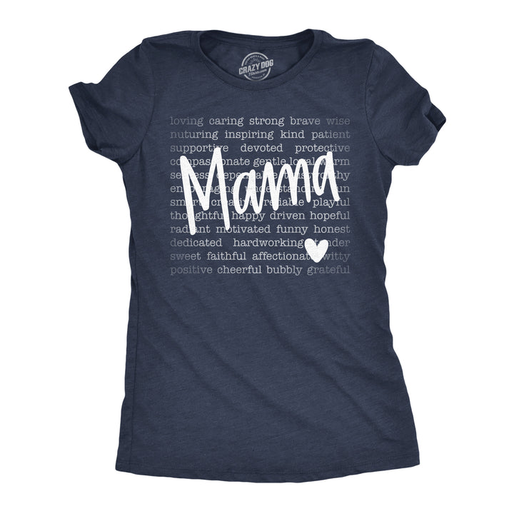 Funny Heather Navy - Mama Words Mama Words Womens T Shirt Nerdy mother's Day Tee
