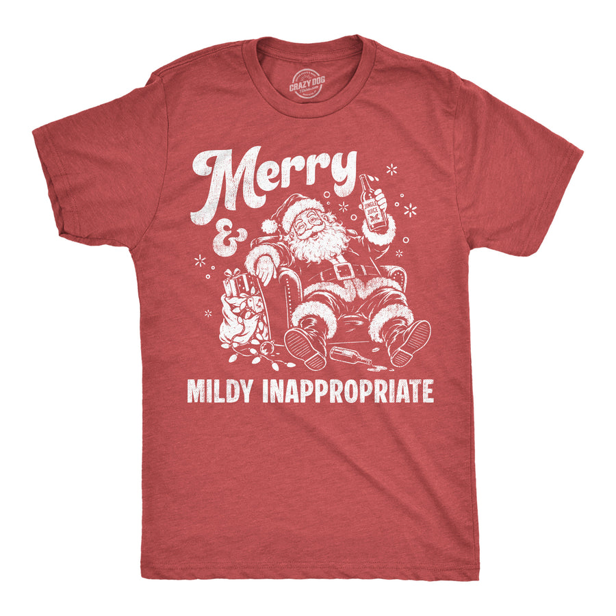 Funny Heather Red - Merry Inappropriate Merry And Mildly Inappropriate Mens T Shirt Nerdy Christmas offensive Tee