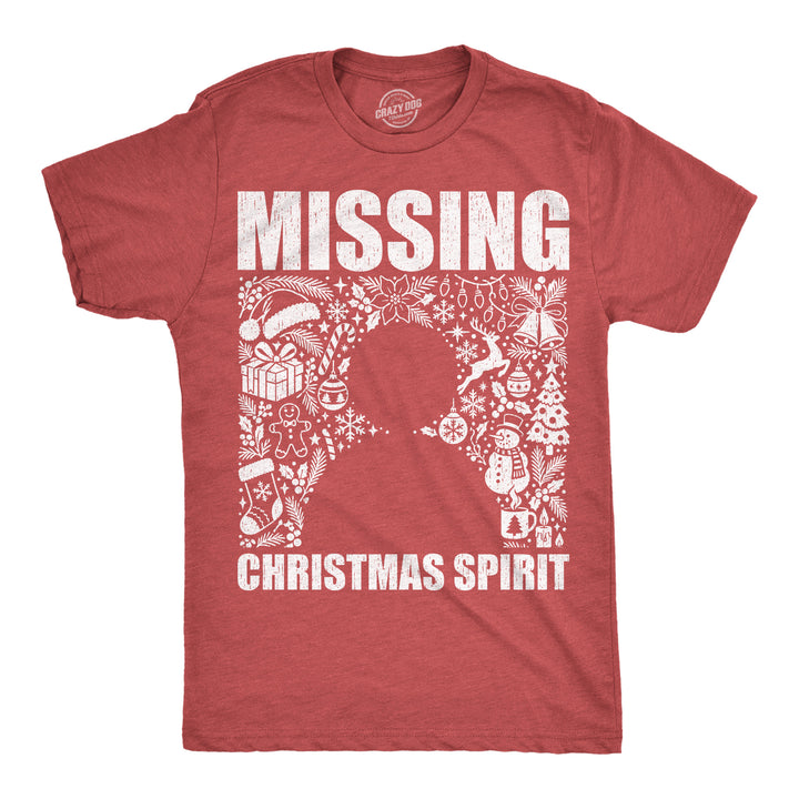 Funny Heather Red - Missing Xmas Spirit Missing Christmas Spirit Mens T Shirt Nerdy Christmas Tee