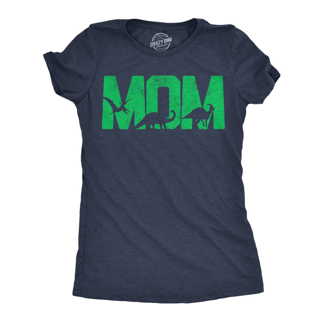 Funny Heather Navy - Mom Dinos Mom Dinos Womens T Shirt Nerdy mother's Day dinosaur Tee