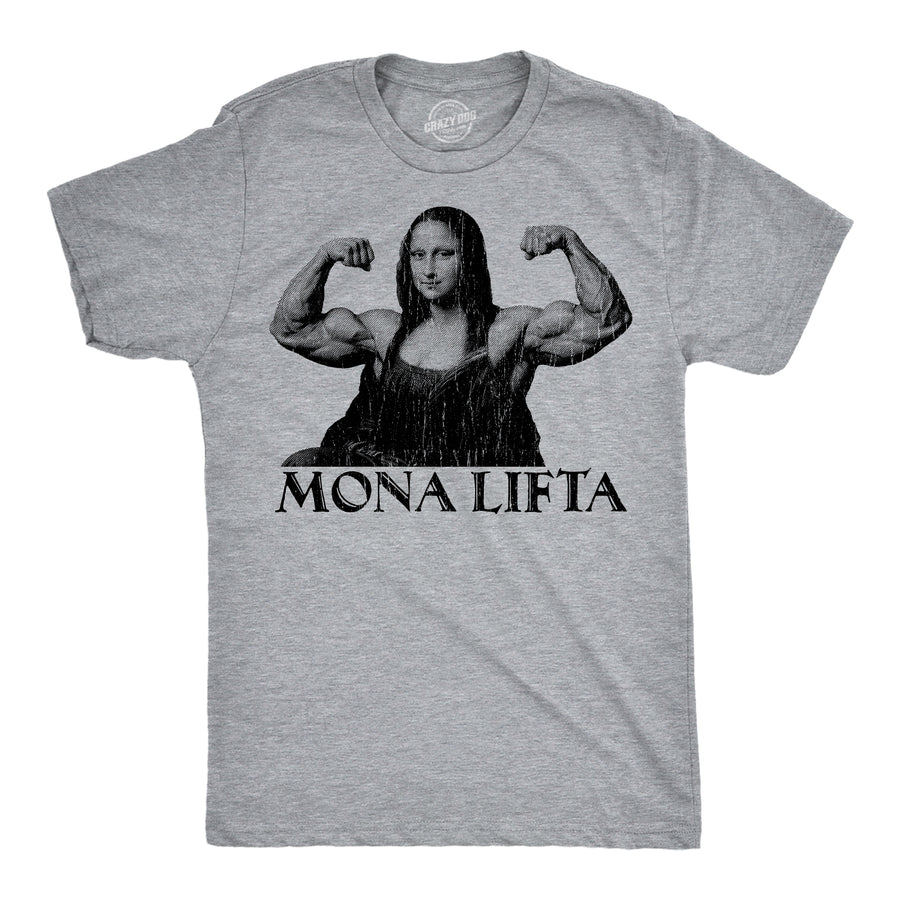 Funny Light Heather Grey - Mona Lifta Mona Lifta Mens T Shirt Nerdy fitness Tee