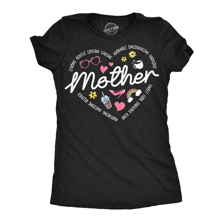 Funny Heather Black - Mother Heart Mother Heart Womens T Shirt Nerdy Mother's Day Tee