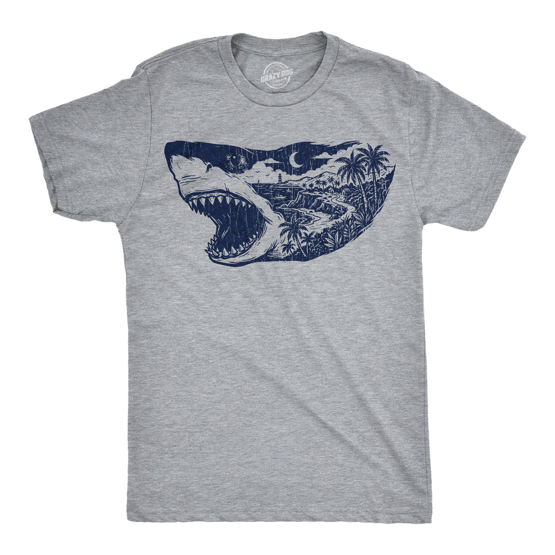 Funny Light Heather Grey - Nature Shark Nature Shark Mens T Shirt Nerdy shark week vacation Tee