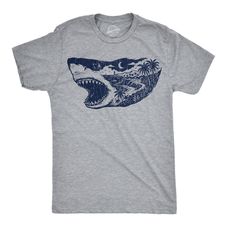 Funny Light Heather Grey - Nature Shark Nature Shark Mens T Shirt Nerdy shark week vacation Tee