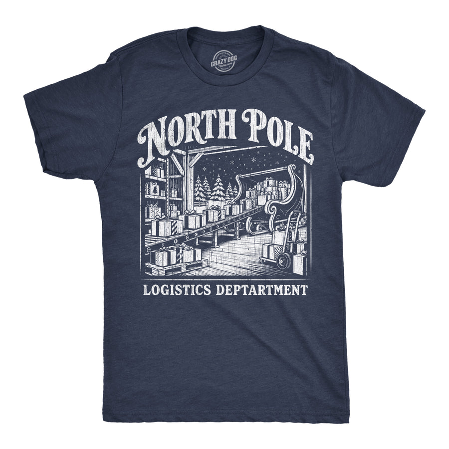Funny Heather Navy - North Pole Logistics North Pole Logistics Department Mens T Shirt Nerdy Christmas Tee