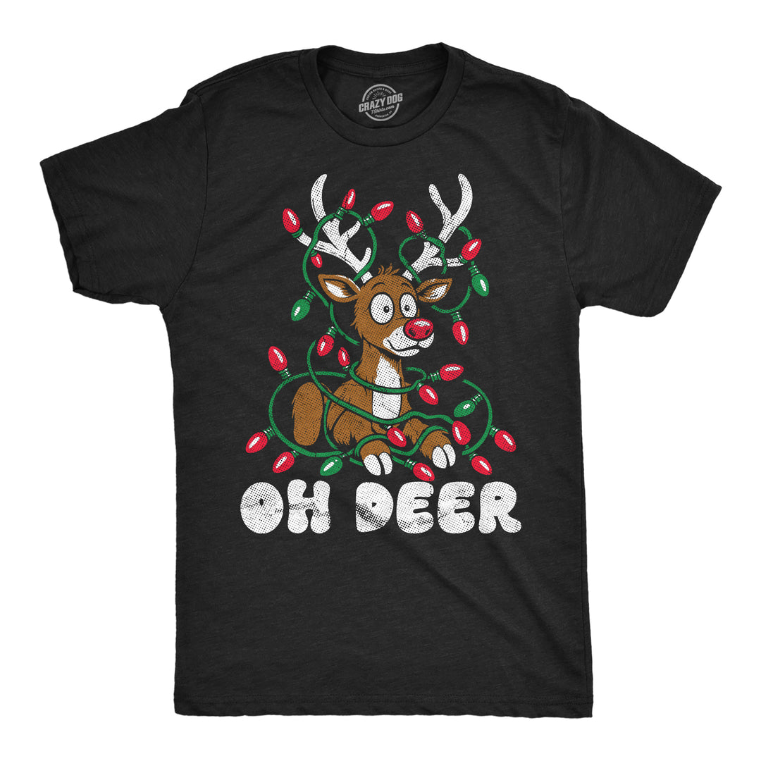 Funny Heather Black - Oh Deer Oh Deer Mens T Shirt Nerdy Christmas Tee