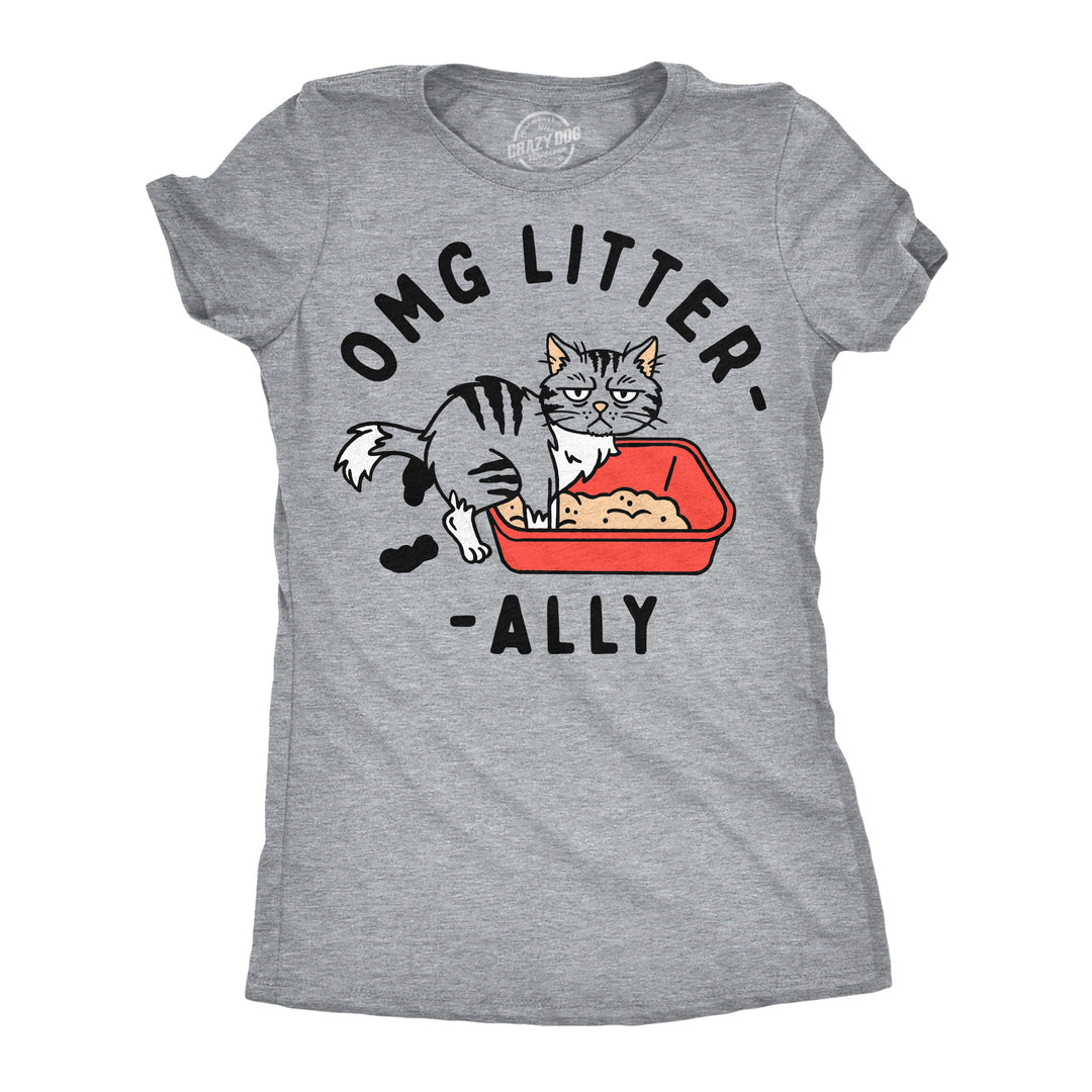 Funny Light Heather Grey - OMG Litter Ally OMG Litter Ally Womens T Shirt Nerdy cat Tee