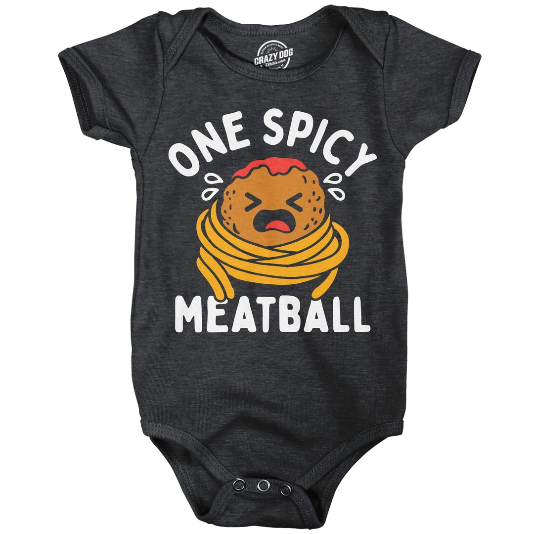 Funny Heather Black - One Spicy Meatball One Spicy Meatball Onesie Nerdy food Tee