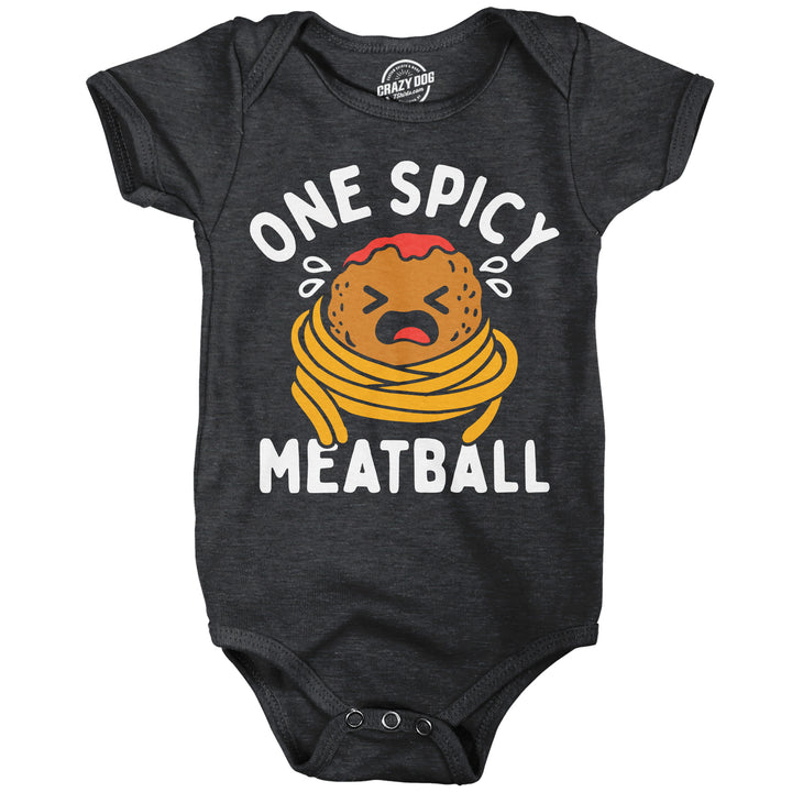 Funny Heather Black - One Spicy Meatball One Spicy Meatball Onesie Nerdy food Tee