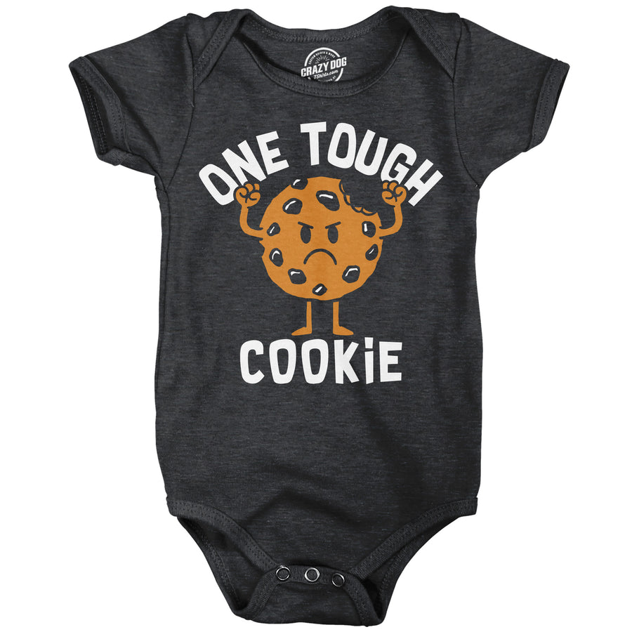 Funny Heather Black - One Tough Cookie One Tough Cookie Onesie Nerdy food Tee