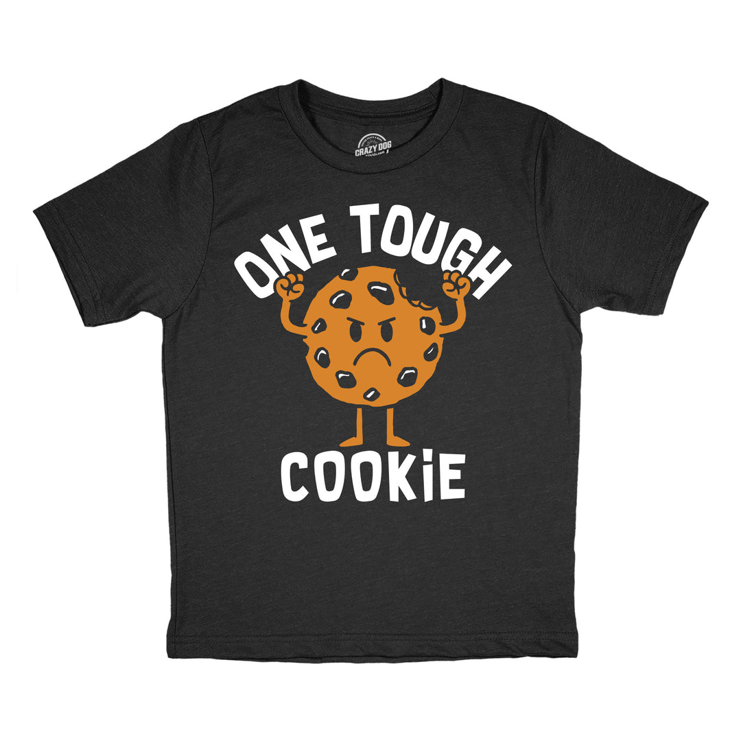 Funny Heather Black - One Tough Cookie One Tough Cookie Youth T Shirt Nerdy food Tee