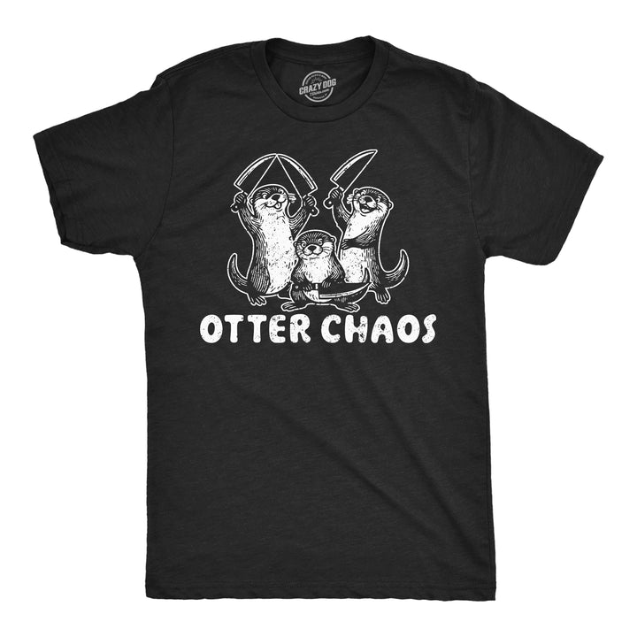 Funny Heather Black - Otter Chaos Otter Chaos Mens T Shirt Nerdy animal Tee