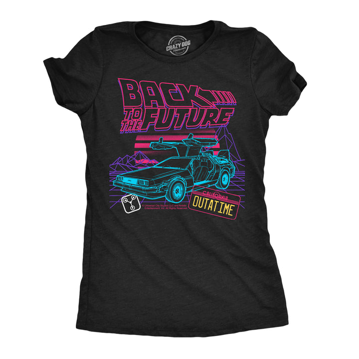 Funny Heather Black - Back Future Outatime Back To The Future Outatime Womens T Shirt Nerdy TV & Movies retro Tee