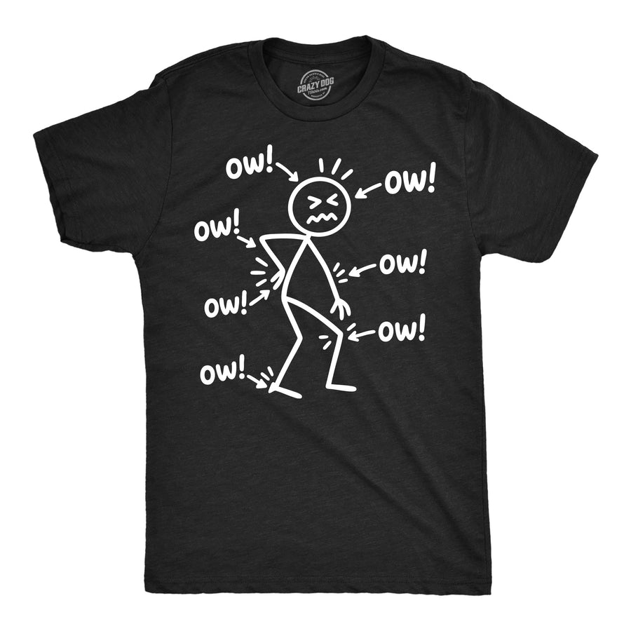 Funny Heather Black - Ow Ow Ow Ow Ow Ow Ow Ow Mens T Shirt Nerdy Blank Tee