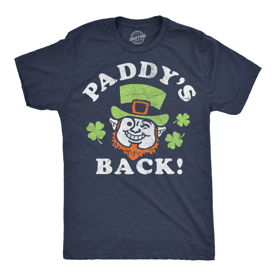 Funny Heather Navy - Paddys Back Paddys Back Mens T Shirt Nerdy Saint Patrick's Day Tee