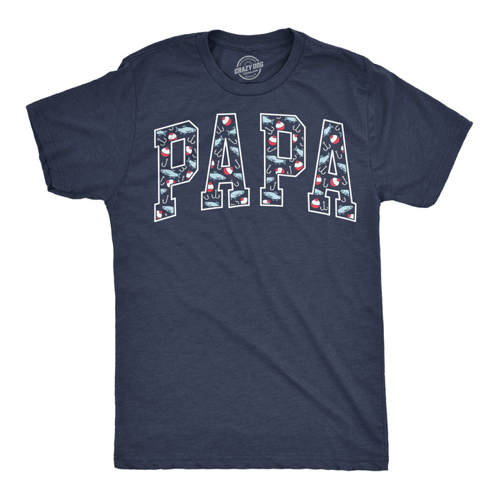 Funny Heather Navy - Papa Fishing Pattern Papa Fishing Pattern Mens T Shirt Nerdy Father's Day fishing Tee