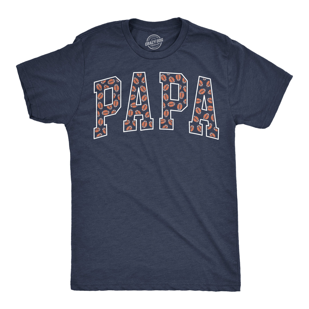 Funny Heather Navy - Papa Football Pattern Papa Football Pattern Mens T Shirt Nerdy Father's Day football Tee