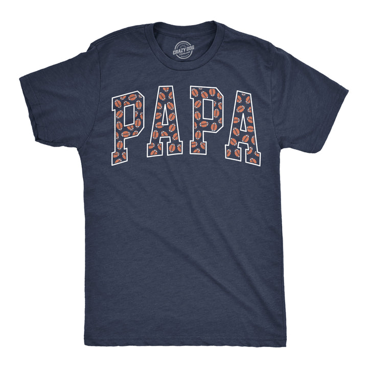Funny Heather Navy - Papa Football Pattern Papa Football Pattern Mens T Shirt Nerdy Father's Day football Tee