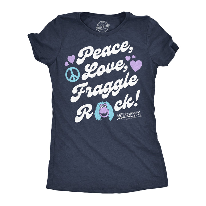 Funny Heather Navy - Peace Love Fraggle Rock Peace Love Fraggle Rock Womens T Shirt Nerdy Tv & Movies Tee