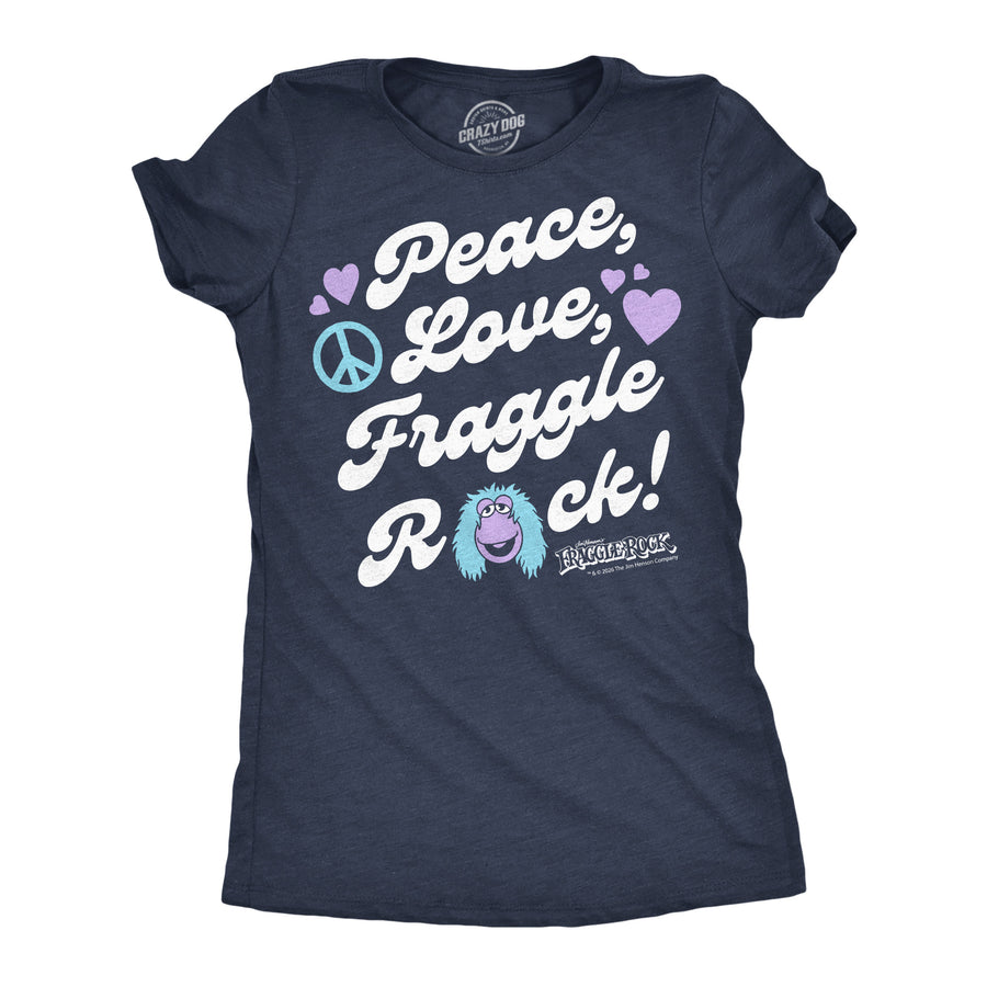 Funny Heather Navy - Peace Love Fraggle Rock Peace Love Fraggle Rock Womens T Shirt Nerdy Tv & Movies Tee