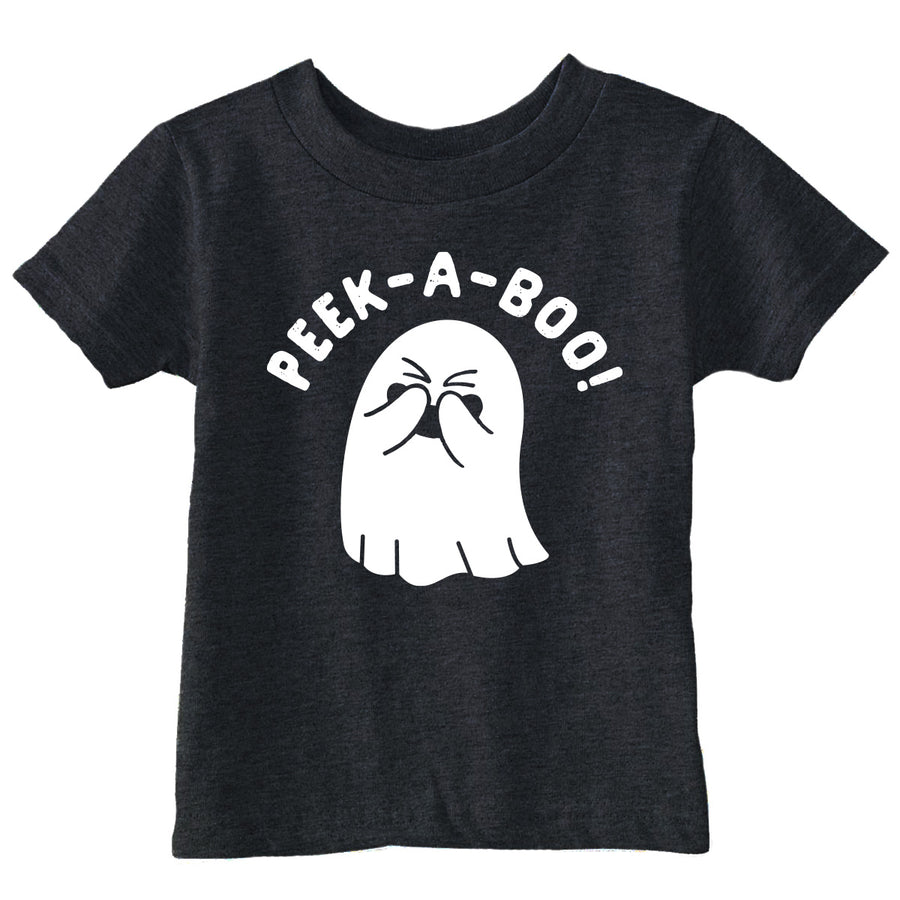 Funny Heather Black - Peek A Boo Ghost Peek A Boo Ghost Toddler T Shirt Nerdy Halloween Tee