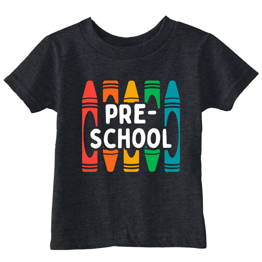 Funny Heather Black - Pre School Crayons Pre School Crayons Toddler T Shirt Nerdy blank Tee