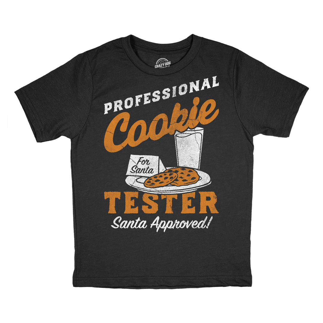 Funny Heather Black - Pro Cookie Tester Professional Cookie Tester Youth T Shirt Nerdy Christmas food Tee