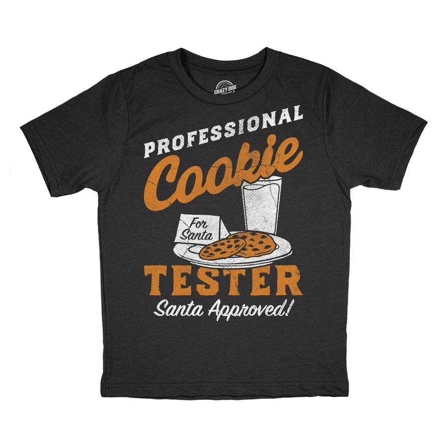 Funny Heather Black - Pro Cookie Tester Professional Cookie Tester Youth T Shirt Nerdy Christmas food Tee