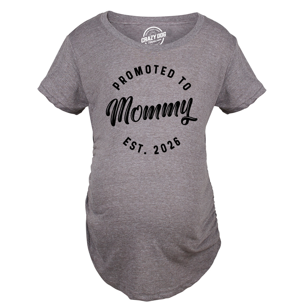 Funny Dark Heather Grey - 2026 Promoted To Mommy 2026 Maternity T Shirt Nerdy Mother's Day Tee