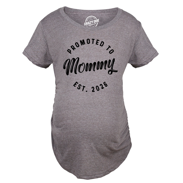 Funny Dark Heather Grey - 2026 Promoted To Mommy 2026 Maternity T Shirt Nerdy Mother's Day Tee
