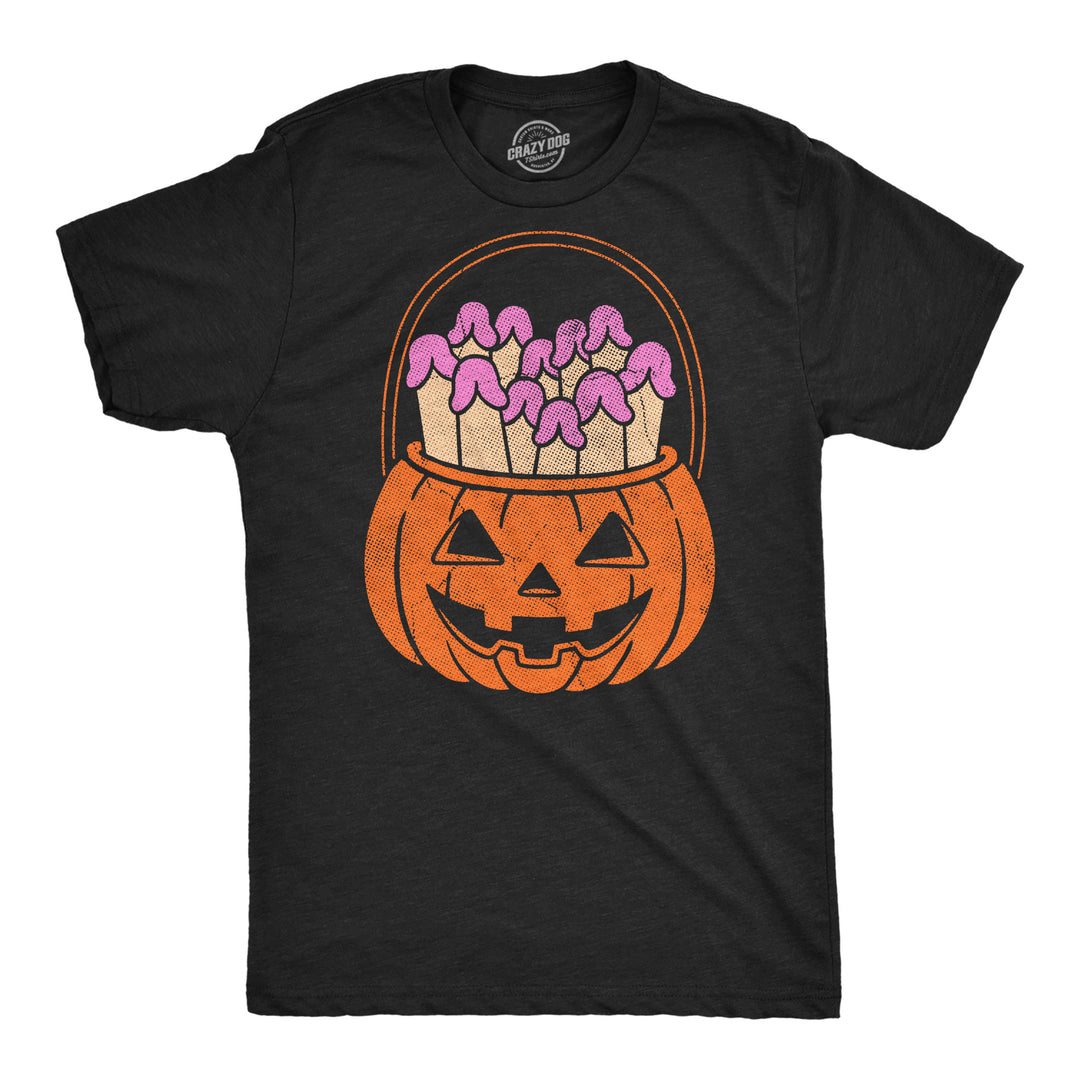 Funny Heather Black - Pumpkin Bucket Dicks Pumpkin Bucket Of Dicks Mens T Shirt Nerdy halloween offensive sex Tee