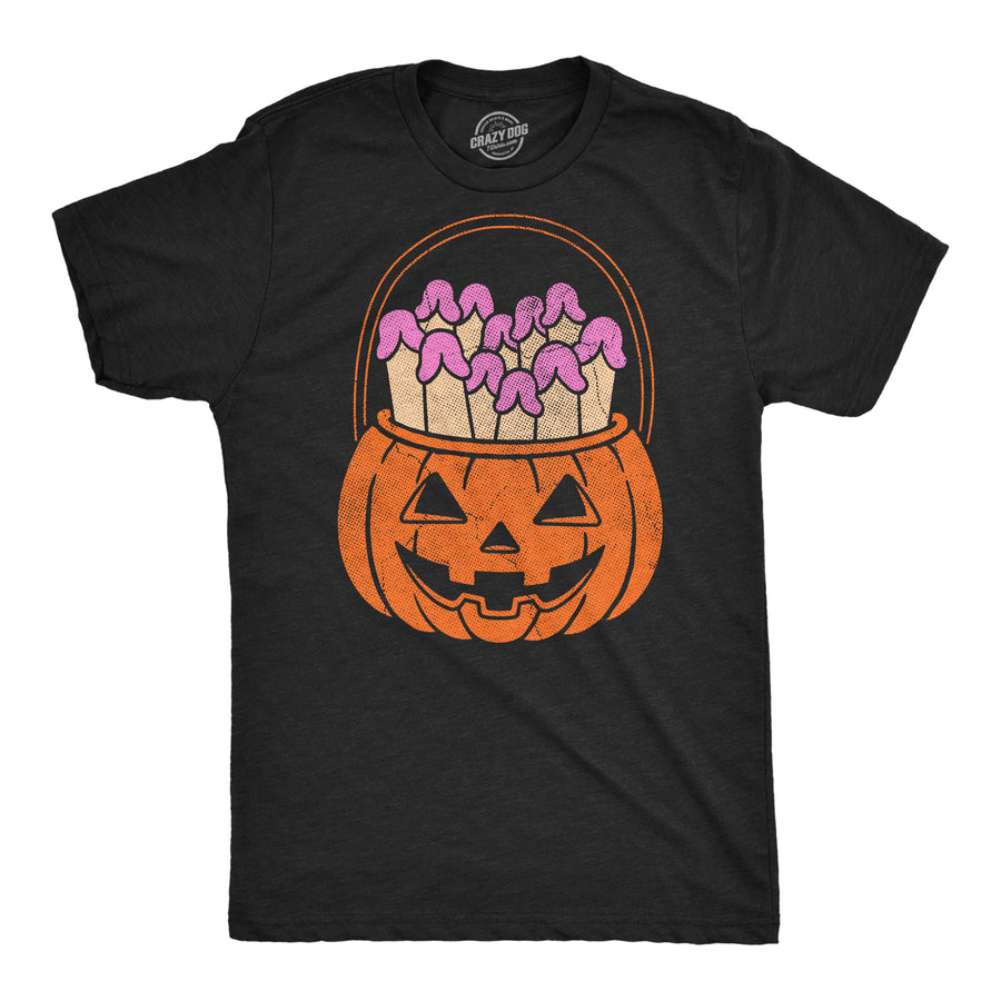 Funny Heather Black - Pumpkin Bucket Dicks Pumpkin Bucket Of Dicks Mens T Shirt Nerdy halloween offensive sex Tee