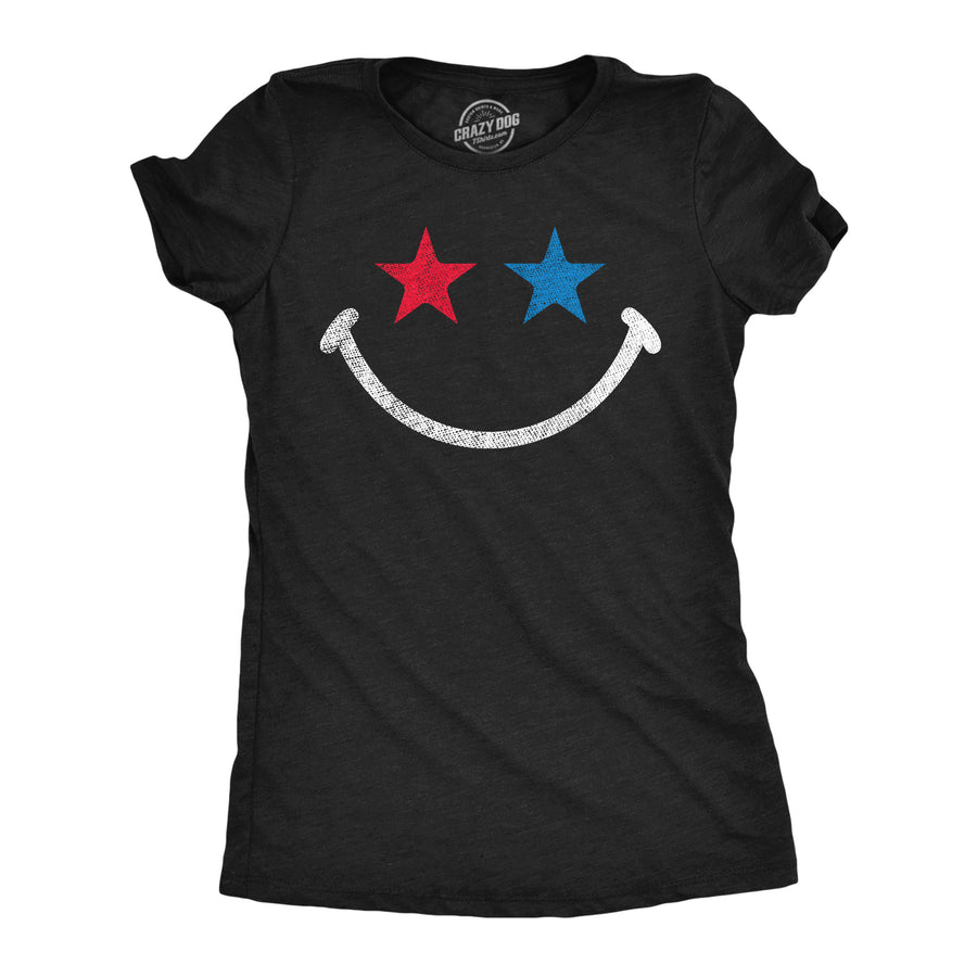 Funny Heather Black - Red White Blue Smile Red White And Blue Smile Womens T Shirt Nerdy Fourth Of July Tee