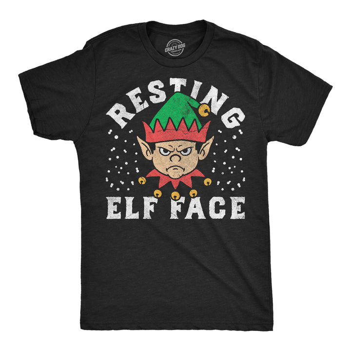 Funny Heather Black - Resting Elf Face Resting Elf Face Mens T Shirt Nerdy Christmas Tee